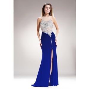 🆕NWT PROM BRIDESMAIDS Royal Blue Embellished Gown